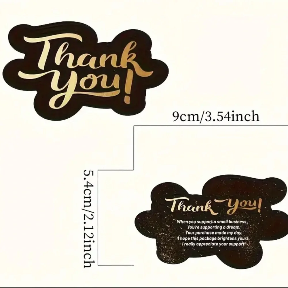 Set of 25 Black and Gold ‘Thank You’ Shipping Cards - Picture 2 of 2